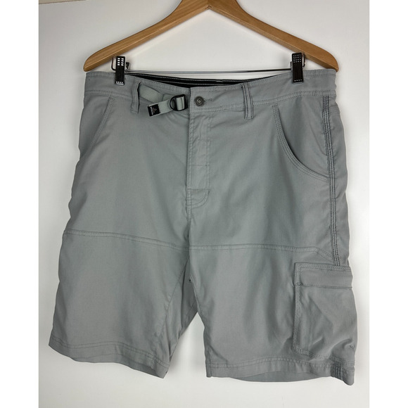 PrAna Stretch Zion Shorts Cargo Pocket Prana Gray 10" Inseam Men's Size 34 - Picture 2 of 11
